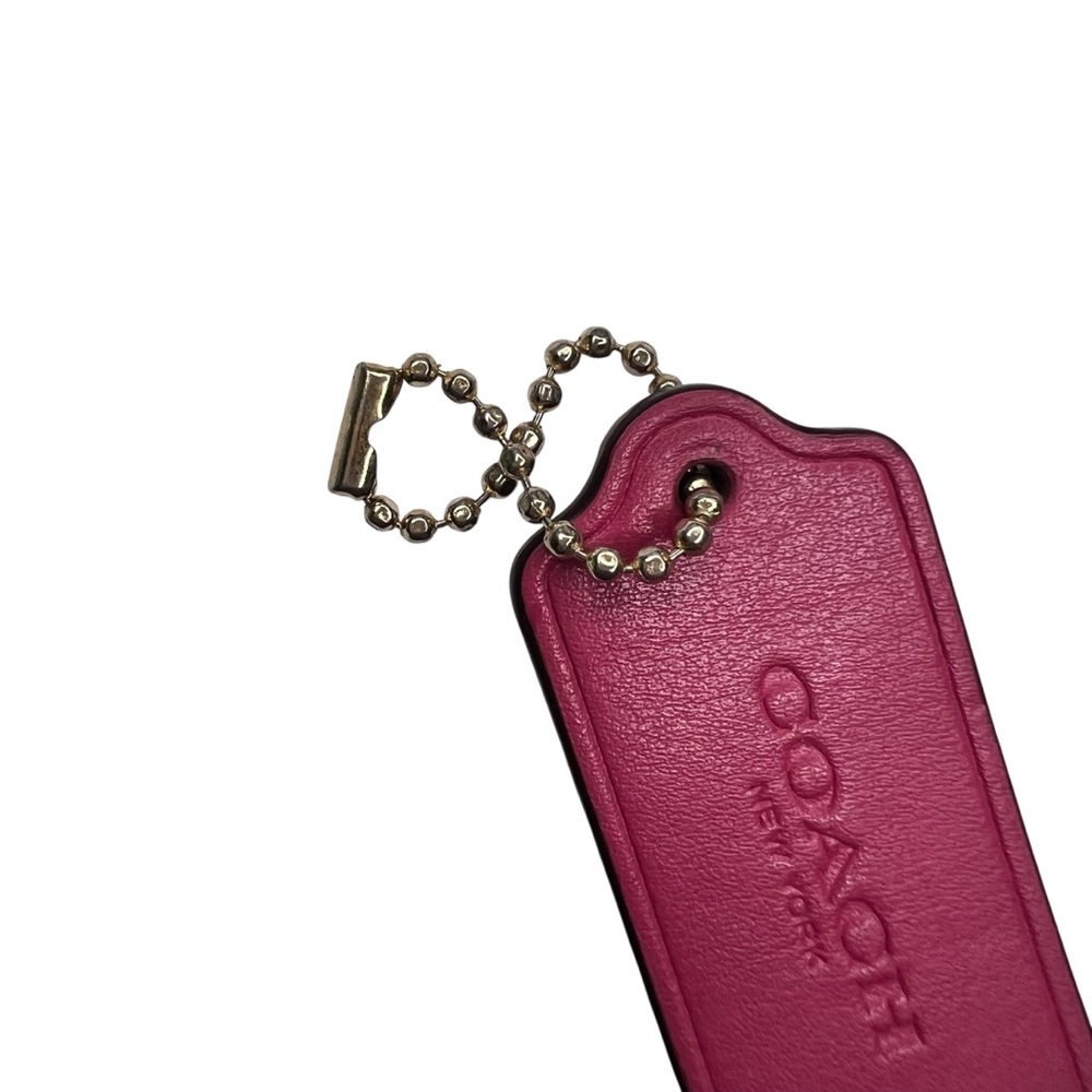 Coach New York pink Fuchsia smooth Leather Key Holder Keytag - Picture 6 of 8